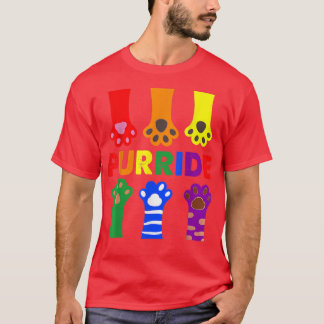 LGBTQ Purride Ally Gay Pride Rainbow Flag Cat Kitt T-Shirt