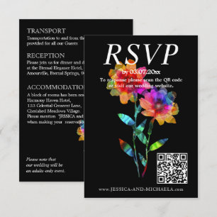 🌈 LGBTQ QR RSVP +Wedding Details Petals & Pride Enclosure Card