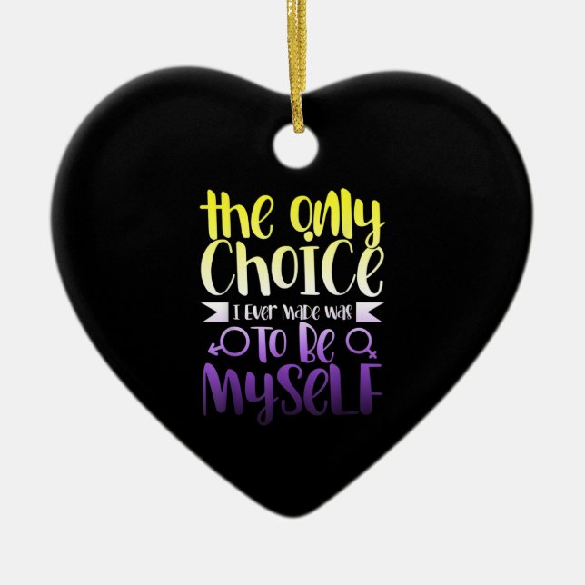 LGBTQ Queer Nonbinary  Androgynous Non Binary Ceramic Tree Decoration (Front)