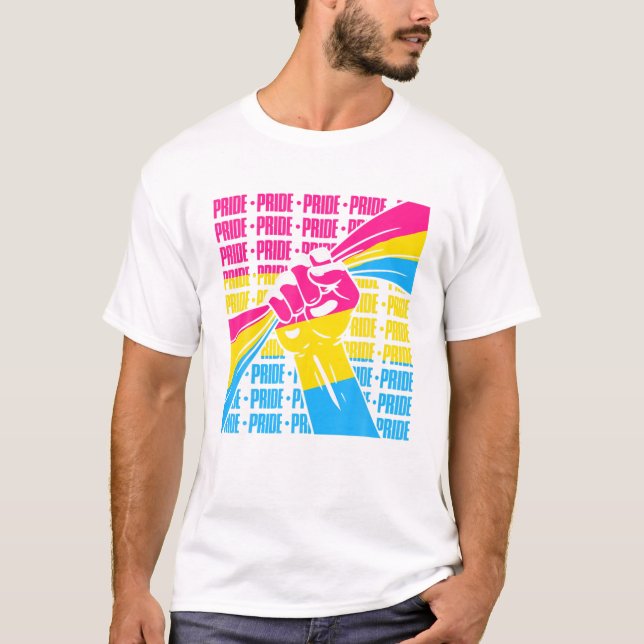 LGBTQ Queer Pansexual Pride Fist Pansexuality Flag T-Shirt (Front)