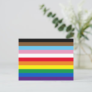 Lgbtq rainbow 11 stripes inclusive gay pride flag postcard