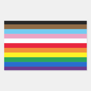 Lgbtq rainbow 11 stripes inclusive gay pride flag rectangular sticker