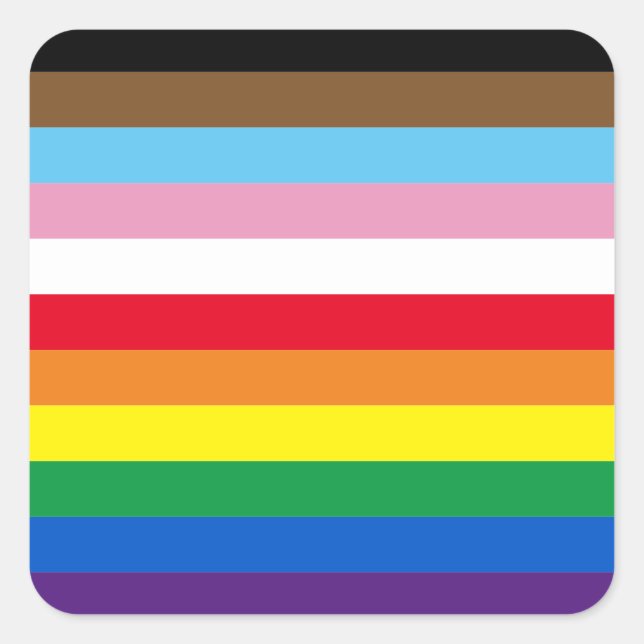 Lgbtq rainbow 11 stripes inclusive gay pride flag square sticker (Front)