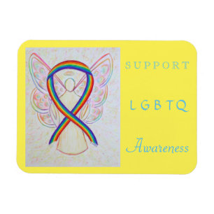 LGBTQ Rainbow Awareness Ribbon Angel Magnet