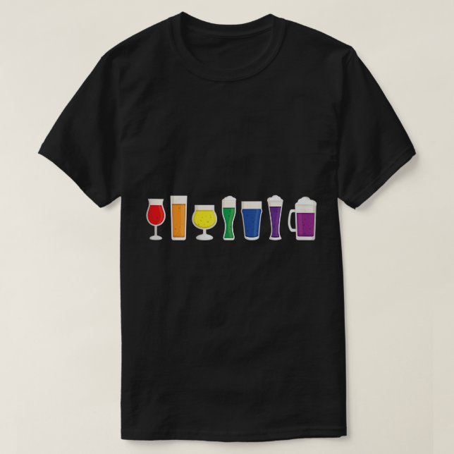 LGBTQ Rainbow Beer Mug Gay Queer Pride Month Proud T-Shirt (Design Front)