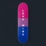 LGBTQ Rainbow Bisexual Pride Flag Custom Text Skateboard<br><div class="desc">This colourful bisexual pride typography design can be given as a gift to celebrate LGBT Pride Month or any other occasion. Human rights and equality matter. The text of the bi pride design is customisable and can be personalised with a person's name or a custom message. You can change the...</div>