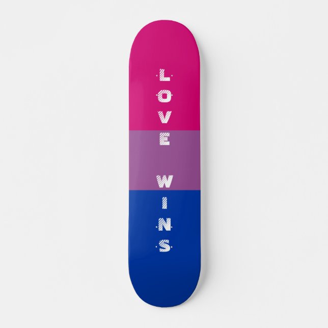 LGBTQ Rainbow Bisexual Pride Flag Custom Text Skateboard (Front)