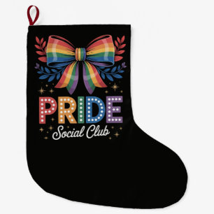 LGBTQ Rainbow Bow Large Christmas Stocking