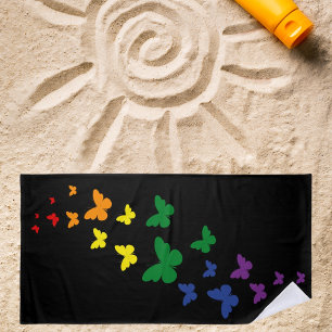 LGBTQ Rainbow Butterfly Trail Beach Towel