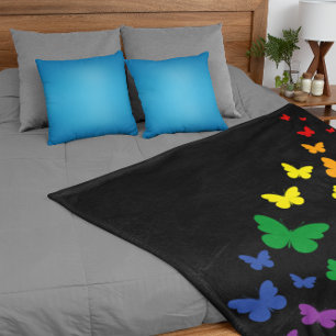 LGBTQ Rainbow Butterfly Trail Sherpa Blanket