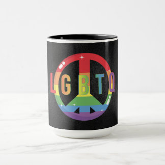 LGBTQ - Rainbow Coloured Peace Symbol Mug