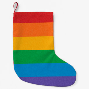 LGBTQ Rainbow coloured Pride Flag Background Small Christmas Stocking