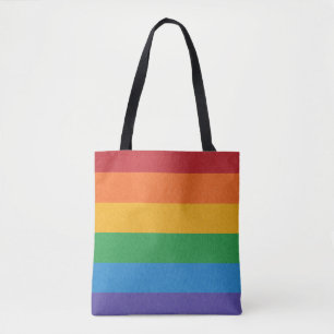 LGBTQ Rainbow coloured Pride Flag Background Tote Bag