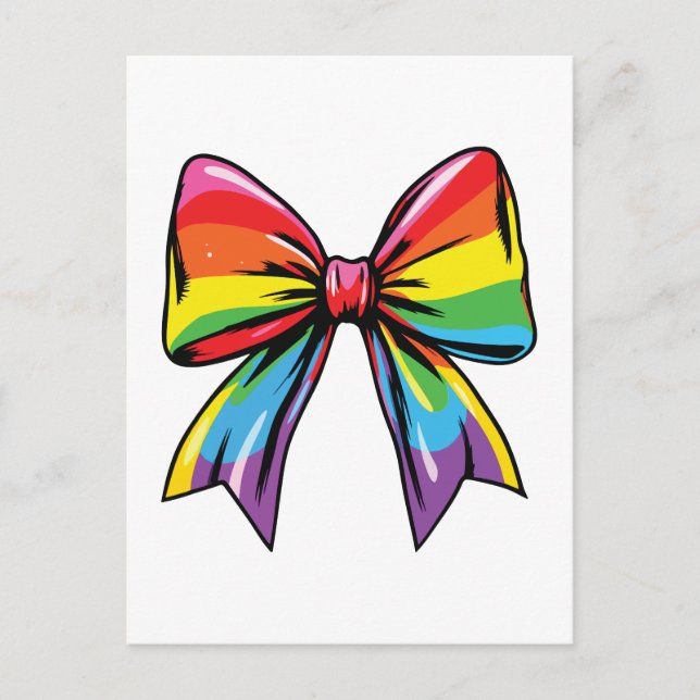 Lgbtq rainbow colours bow  holiday postcard (Front)