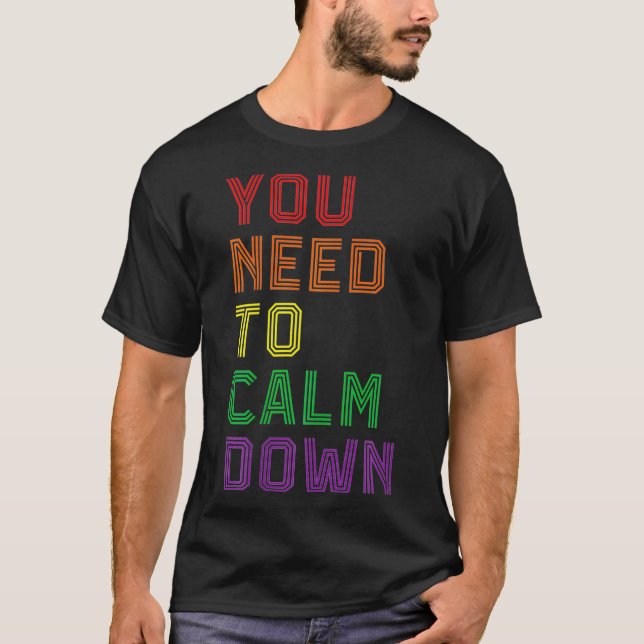 LGBTQ Rainbow Equality You Need To Calm Down Gay P T-Shirt (Front)