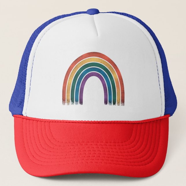 LGBTQ Rainbow Flag Gay Pride LGBT Awareness Ally  Trucker Hat (Front)