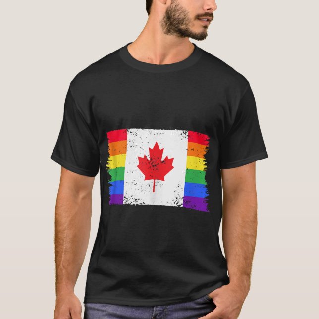 Lgbtq Rainbow Flag Of Canada Canadian Gay Pride  T-Shirt (Front)