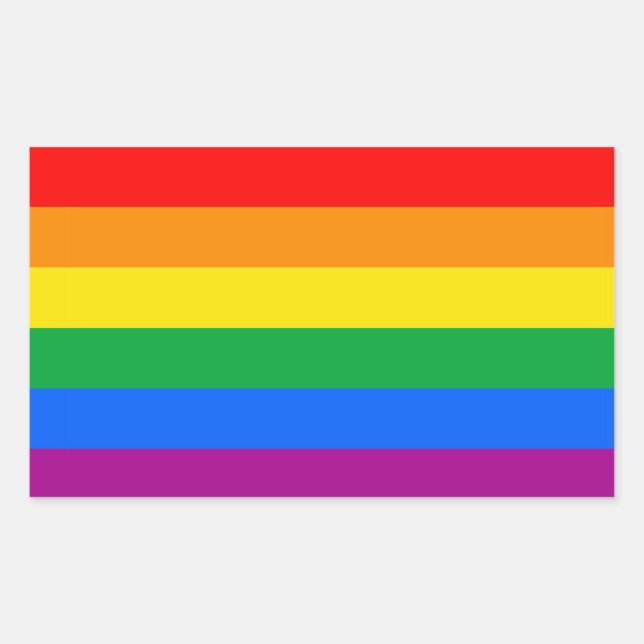 LGBTQ+ Rainbow Flag Rectangular Sticker (Front)