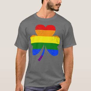 LGBTQ Rainbow Flag Shamrock Gay Lesbian Pride T-Shirt