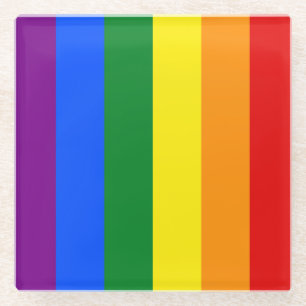 LGBTQ+ Rainbow Flag Stripes for Pride Month - Glass Coaster