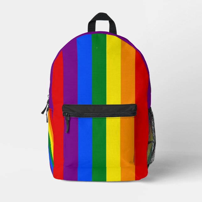 LGBTQ+ Rainbow Flag Stripes for Pride Month -  Printed Backpack (Front)