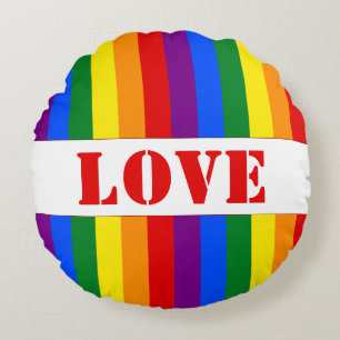 LGBTQ+ Rainbow Flag Stripes for Pride Month - Round Cushion