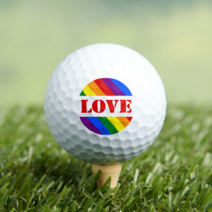 LGBTQ+ Rainbow Flag with Love for Pride Month -  Golf Balls