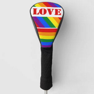 LGBTQ+ Rainbow Flag with Love for Pride Month -  Golf Head Cover