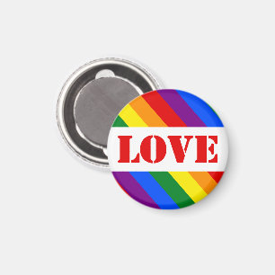 LGBTQ+ Rainbow Flag with Love for Pride Month - Magnet