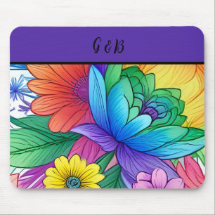 lgbtq rainbow floral  mouse mat