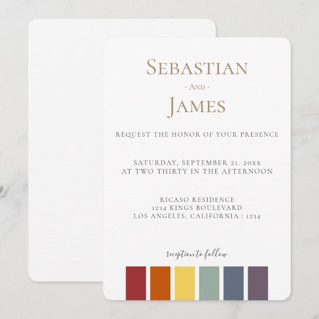 LGBTQ Rainbow Gay Elegant Wedding (Front/Back)
