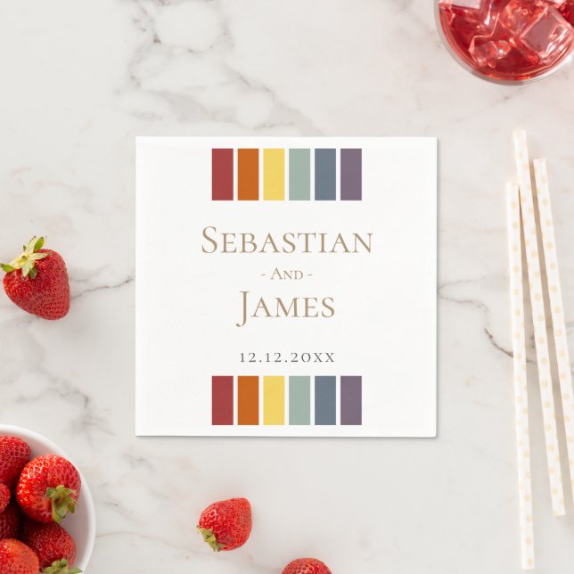 LGBTQ Rainbow Gay Elegant Wedding Napkin (Insitu)