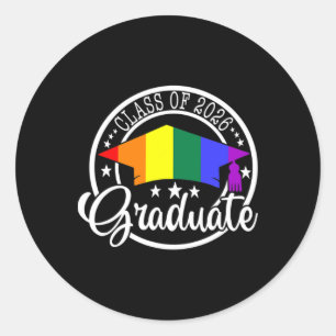 Lgbtq Rainbow Gay Pride Flag Graduation Senior Cl Classic Round Sticker
