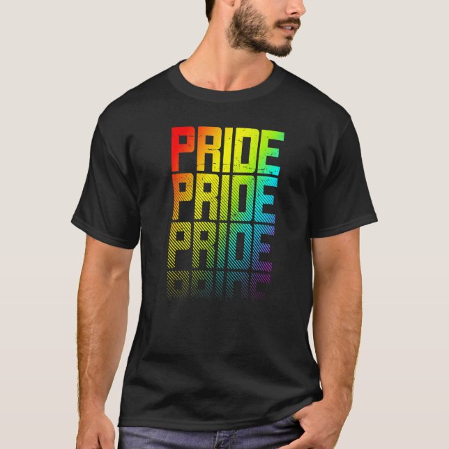 Lgbtq+ Rainbow Gay Pride Text Fade Graphic   T-Shirt (Front)