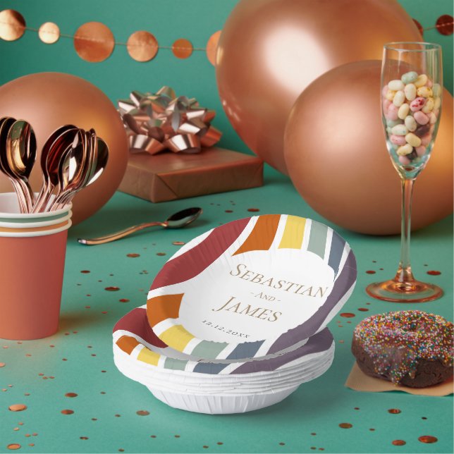 LGBTQ Rainbow Gay Wedding Paper Plate (Multi)