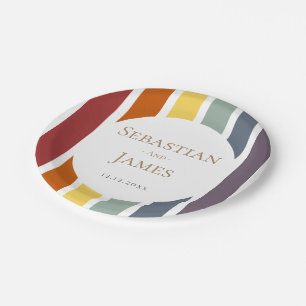 LGBTQ Rainbow Gay Wedding Paper Plate