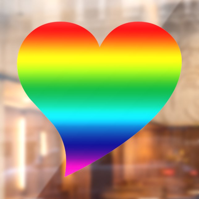 Lgbtq rainbow gradient colours big heart gay pride window cling (Sheet 2)