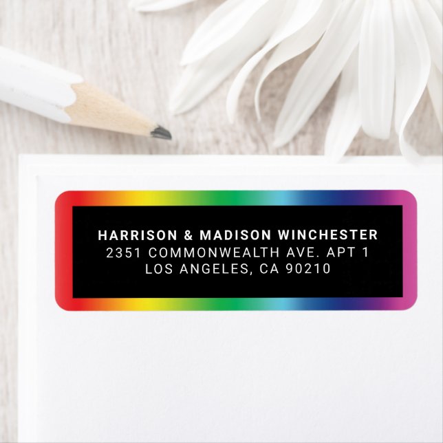 Lgbtq rainbow gradient pride frame black address (Insitu)