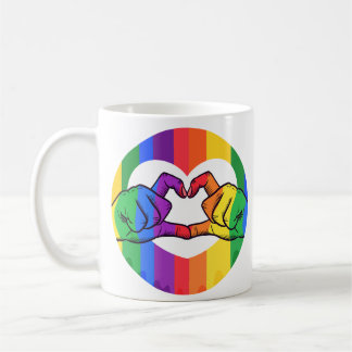LGBTQ Rainbow Heart Hands Coffee Mug