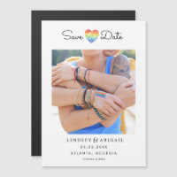 LGBTQ Rainbow Heart Save the Date with Photo