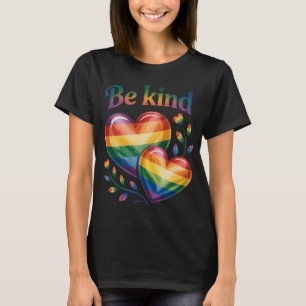 LGBTQ Rainbow hearts Be kind   T-Shirt