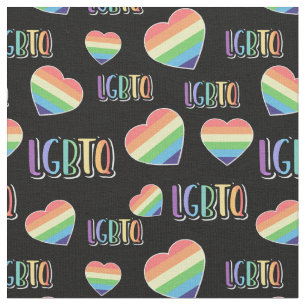 LGBTQ Rainbow Hearts Fabric