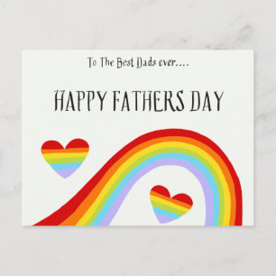 LGBTQ Rainbow & Hearts Happy Father's Day Postcard