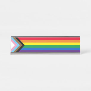 Lgbtq rainbow inclusive diversity gay pride flag desk name plate