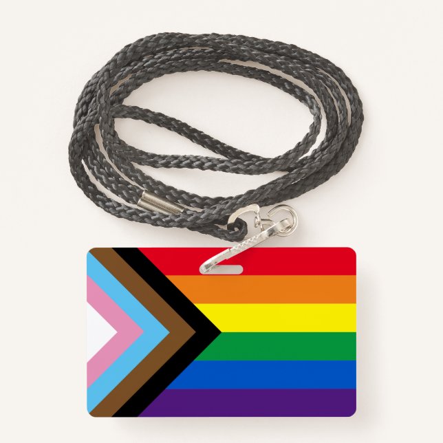 Lgbtq rainbow inclusive diversity gay pride flag ID badge (Back with Lanyard)