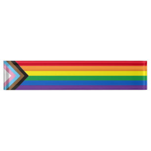 Lgbtq rainbow inclusive diversity gay pride flag nameplate