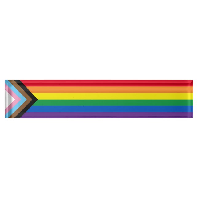 Lgbtq rainbow inclusive diversity gay pride flag nameplate (Front)