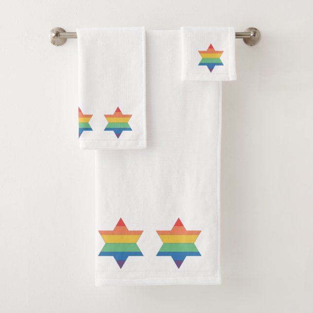 LGBTQ Rainbow Jewish Star towel  (Insitu)