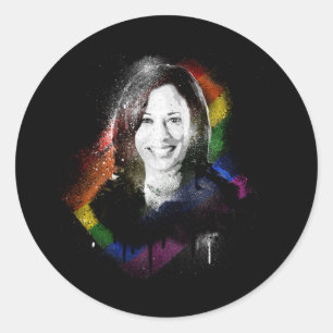LGBTQ Rainbow Kamala Harris Spray Paint Pride Classic Round Sticker