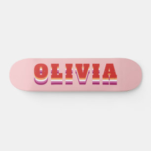 LGBTQ Rainbow Lesbian Pride Flag Custom Name Skateboard